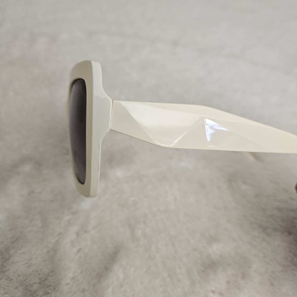 NEW PNT Sunglasses Square Ivory Geometric Chunky 70s Neutral Oversized White - Picture 4 of 8